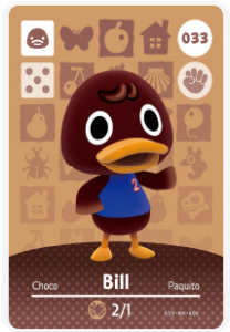 Bill ~ Animal Crossing New Horizons Villager NFC Amiibo